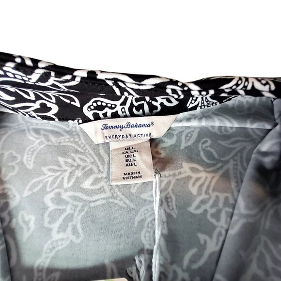 Tommy Bahama Everyday Active Black & White Floral Long Sleeve Zip Top Size L - Picture 5 of 12